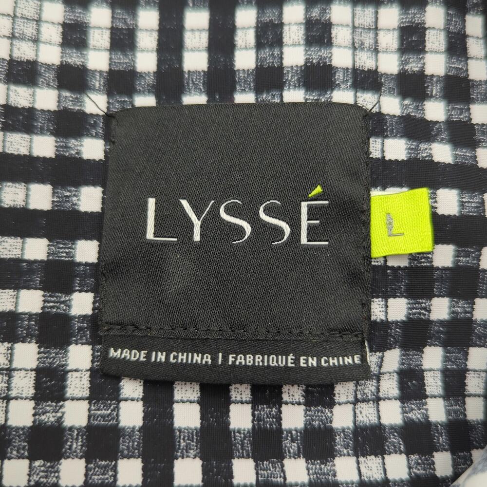 LYSSE L Black White Plaid Button-Front Long Sleeve Blouse - Picture 3 of 4